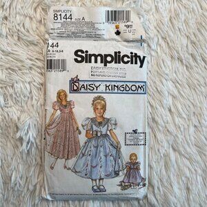 Daisy Kingdom Simplicity Sewing Pattern Dress + 18 In Doll Patterns 8144 1988‎
